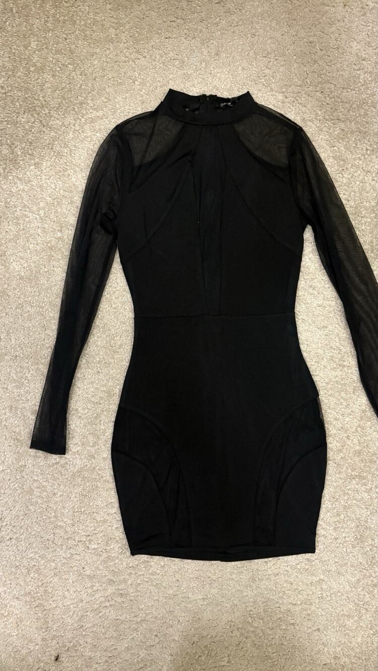 Fashion Nova Black ‘Revamp’ Mesh Mini Dress Size Small